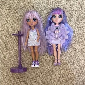 Pack of 2 - Purple Rainbow High Dolls (comes with stand)